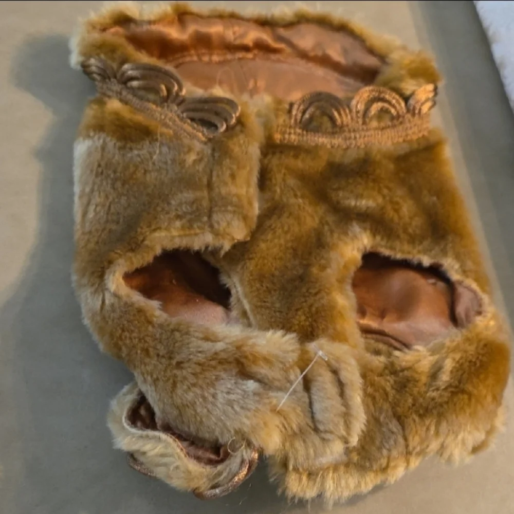 New Couture Warm Velcro Faux Fur Dog Coat Beautiful Button Accents Rare